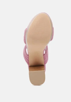 MILLE-FEUX Suede Slip-On Block Heeled Sandal In Pink -Velvettes Shoes Shop MILLEFEUXSuedeSlip OnBlockHeeledSandalInPink RCSH2485 Pink 5
