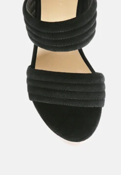 MILLE-FEUX Suede Slip-On Block Heeled Sandal In Black -Velvettes Shoes Shop MILLEFEUXSuedeSlip OnBlockHeeledSandalinBlack RCSH2485 Black 3