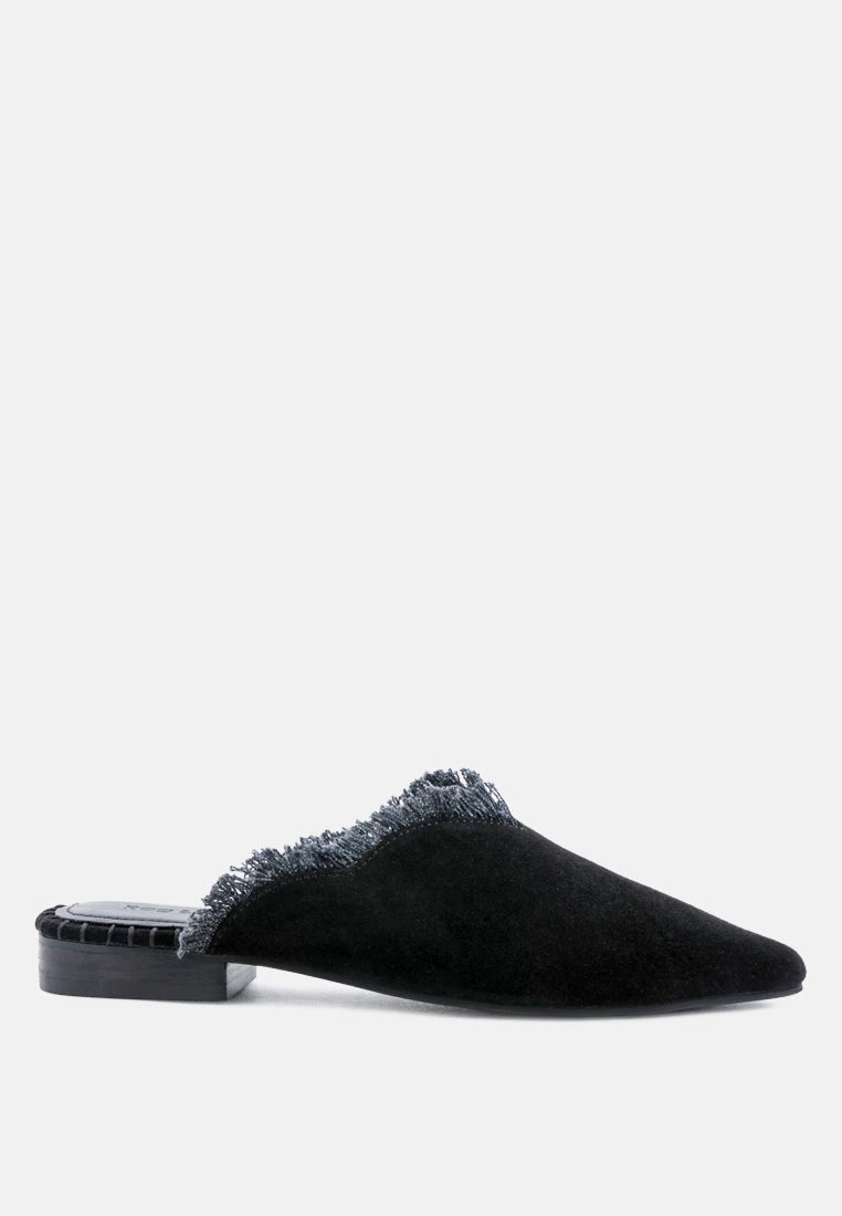 MOLLY Black Frayed Leather Mules 4 MOLLY Black Frayed Leather Mules - Image 2