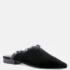 MOLLY Black Frayed Leather Mules 1 MOLLY Black Frayed Leather Mules -Velvettes Shoes Shop MOLLYBlackFrayedLeatherMules RCSH1868 Black 2