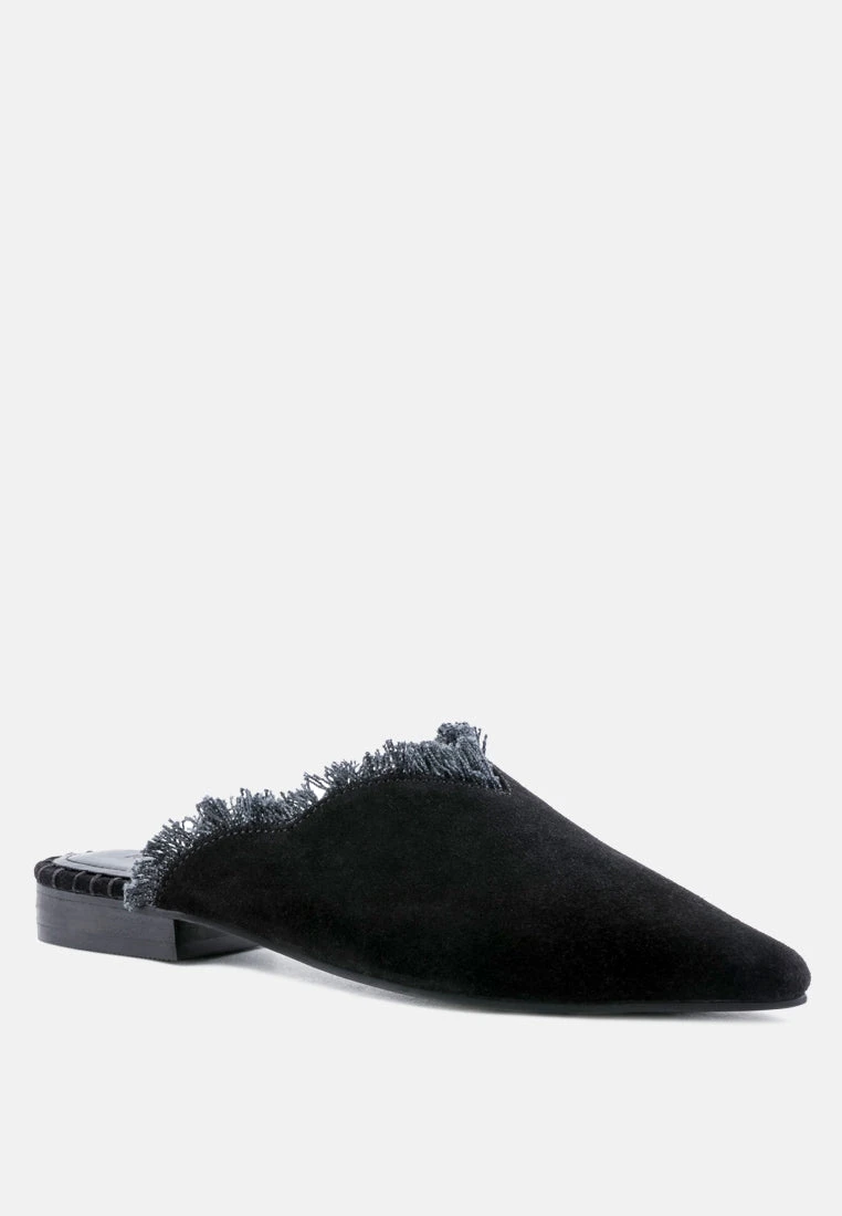 MOLLY Black Frayed Leather Mules 3 MOLLY Black Frayed Leather Mules