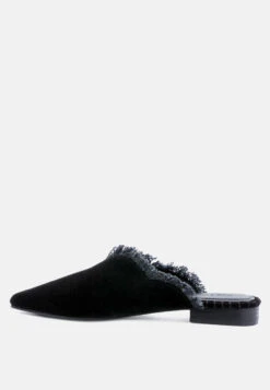 MOLLY Black Frayed Leather Mules 13 MOLLY Black Frayed Leather Mules -Velvettes Shoes Shop MOLLYBlackFrayedLeatherMules RCSH1868 Black 4