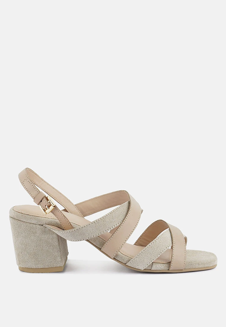 MON-LAPIN Nude High Heeled Block Leather Sandal 4 MON-LAPIN Nude High Heeled Block Leather Sandal - Image 2