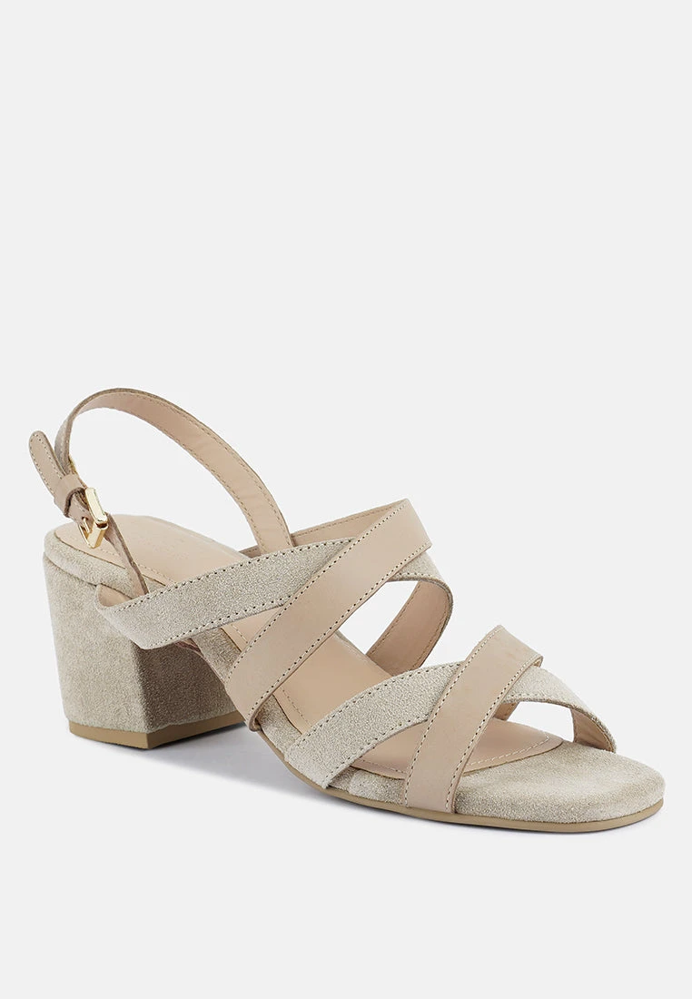 MON-LAPIN Nude High Heeled Block Leather Sandal 3 MON-LAPIN Nude High Heeled Block Leather Sandal