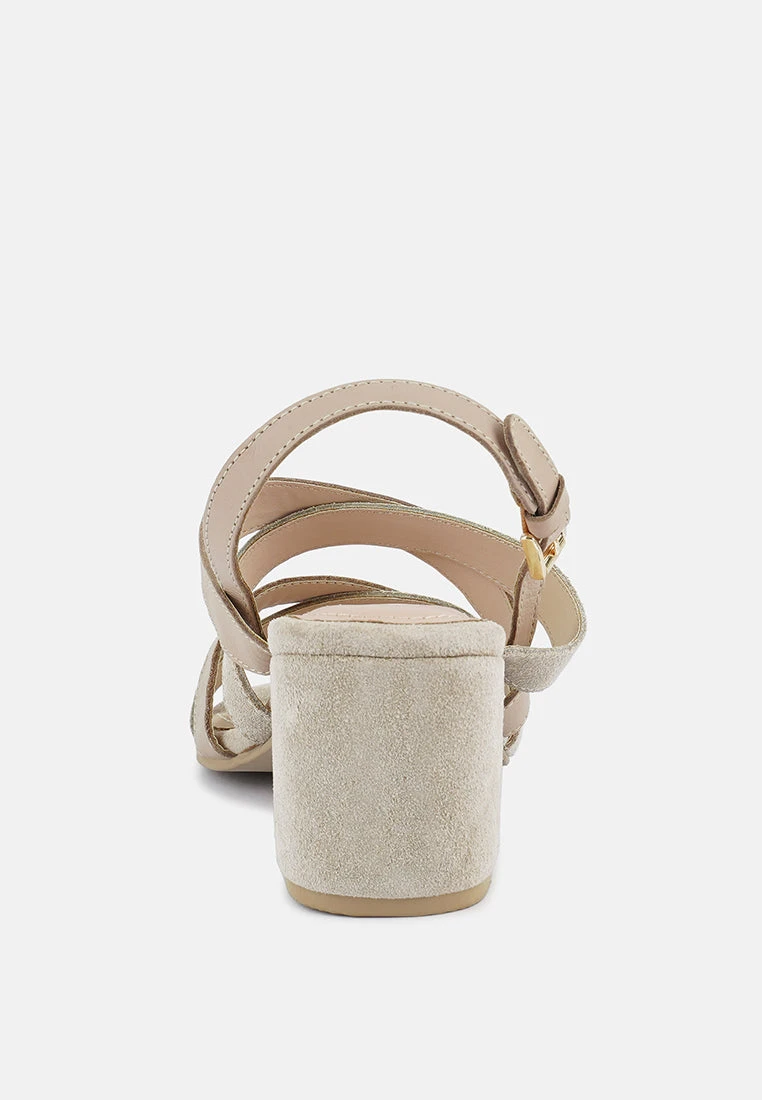 MON-LAPIN Nude High Heeled Block Leather Sandal 7 MON-LAPIN Nude High Heeled Block Leather Sandal - Image 5