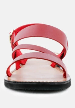 MONA Red Flat Sandal With Ankle Strap -Velvettes Shoes Shop MONARedFlatSandalwithAnkleStrap RCSH1850 RED 4