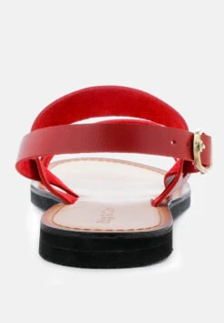 MONA Red Flat Sandal With Ankle Strap -Velvettes Shoes Shop MONARedFlatSandalwithAnkleStrap RCSH1850 RED 7