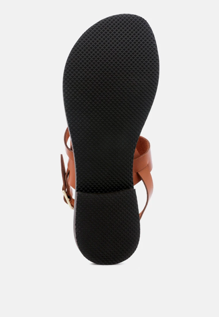 MONA Tan Flat Summer Sandals 8 MONA Tan Flat Summer Sandals - Image 6