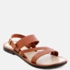 MONA Tan Flat Summer Sandals -Velvettes Shoes Shop MONATanFlatSandalwithAnkleStrap RCSH1850 Tan 3