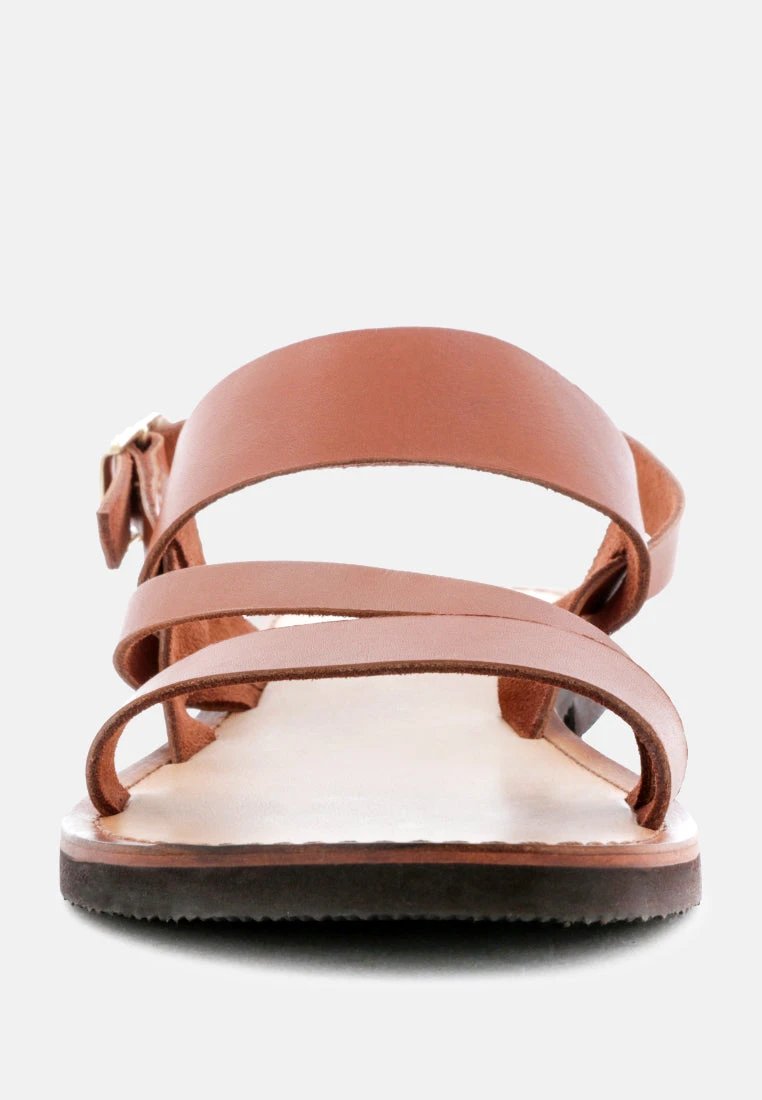 MONA Tan Flat Summer Sandals 5 MONA Tan Flat Summer Sandals - Image 3