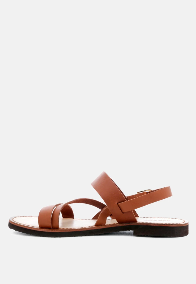 MONA Tan Flat Summer Sandals 6 MONA Tan Flat Summer Sandals - Image 4