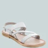 MONA White Flat Sandal With Ankle Strap