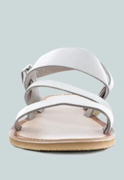 MONA White Flat Sandal With Ankle Strap -Velvettes Shoes Shop MONAWhiteFlatSandalwithAnkleStrap RCSH1850 white 8