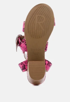 NELLA Fuchsia Stacked Heel Leather Sandal -Velvettes Shoes Shop NELLAFuchsiaStackedHeelLeatherSandal RCSH1866 Fuchsia 13