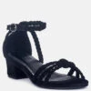 NICOLA Braided Leather Block Heel Sandal