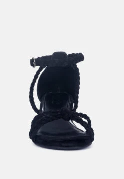 NICOLA Braided Leather Block Heel Sandal -Velvettes Shoes Shop NICOLABlackBlockHeelSandal RCSH1864 Black 3