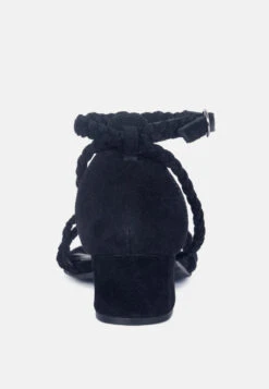 NICOLA Braided Leather Block Heel Sandal -Velvettes Shoes Shop NICOLABlackBlockHeelSandal RCSH1864 Black 6