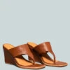 ONASSIS Tan Thong Wedge Sandals -Velvettes Shoes Shop ONASSISTanThongWedgeSandals RCSH2400 Tan 3