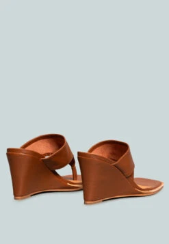 ONASSIS Tan Thong Wedge Sandals -Velvettes Shoes Shop ONASSISTanThongWedgeSandals RCSH2400 Tan 4