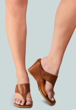 ONASSIS Tan Thong Wedge Sandals -Velvettes Shoes Shop ONASSISTanThongWedgeSandals RCSH2400 Tan 6 1c4e1f83 34b6 4b34 a3d9 8789d0b40bde