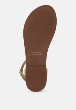 OPRAH Studs Embellished Flat Sandals In Gold -Velvettes Shoes Shop OPRAHStudsEmbellishedFlatSandalsinGold RCSH4086 GOLD 2