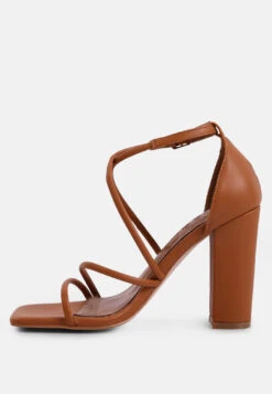 OPULENCE Tan High Heeled Dress Sandals -Velvettes Shoes Shop OPULENCETanHighHeeledDressSandal RCSH3046 Tan 4