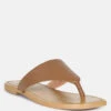 OROFERR Tan Soft Leather Luxury Thong Flats