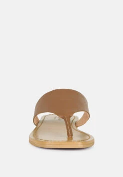 OROFERR Tan Soft Leather Luxury Thong Flats -Velvettes Shoes Shop OROFERTanSoftLeatherLuxuryThongFlats RCSH2954 Tan 3