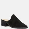 PALMA Black Stacked Heel Mules