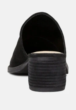 PALMA Black Stacked Heel Mules -Velvettes Shoes Shop PALMABlackStackedHeelMules RCSH1867 Black 7