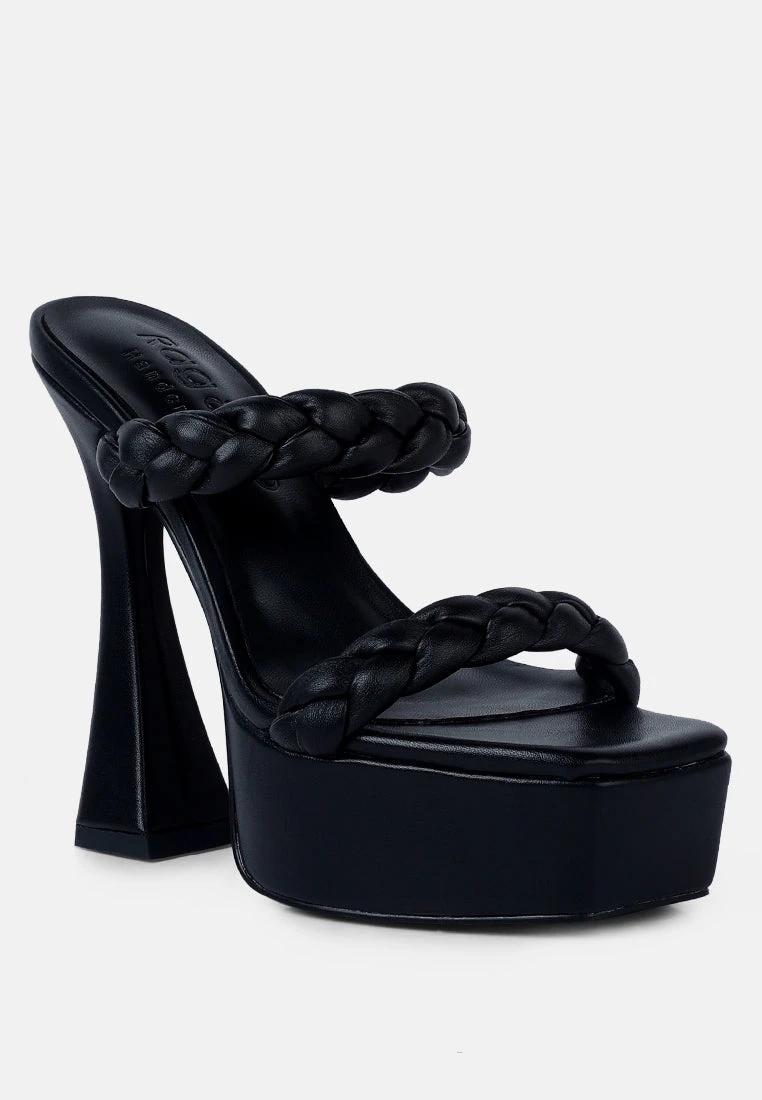 PIN-UP Black Braided High Heel Sandals 3 PIN-UP Black Braided High Heel Sandals