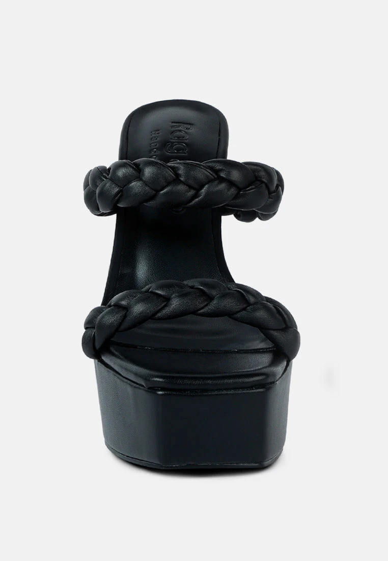 PIN-UP Black Braided High Heel Sandals 5 PIN-UP Black Braided High Heel Sandals - Image 3