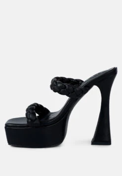 PIN-UP Black Braided High Heel Sandals 12 PIN-UP Black Braided High Heel Sandals -Velvettes Shoes Shop PIN UPBlackBraidedHighHeelSandals RCSH3034 Black 4
