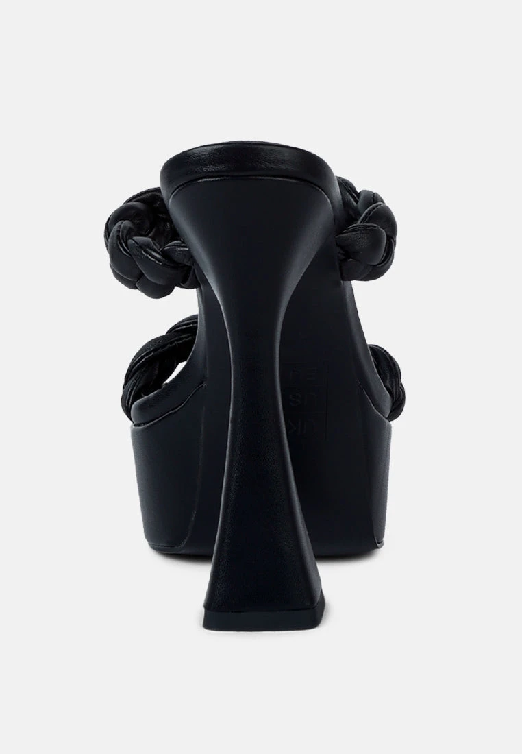 PIN-UP Black Braided High Heel Sandals 7 PIN-UP Black Braided High Heel Sandals - Image 5