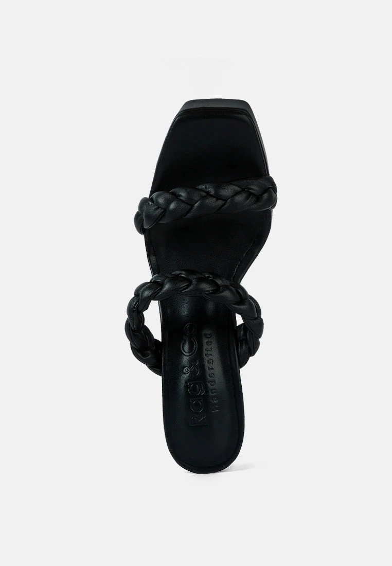 PIN-UP Black Braided High Heel Sandals 8 PIN-UP Black Braided High Heel Sandals - Image 6