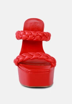 PIN-UP Red Braided High Heel Sandals -Velvettes Shoes Shop PIN UPRedBraidedHighHeelSandals RCSH3034 RED 3
