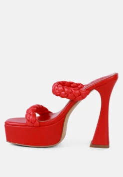 PIN-UP Red Braided High Heel Sandals -Velvettes Shoes Shop PIN UPRedBraidedHighHeelSandals RCSH3034 RED 4