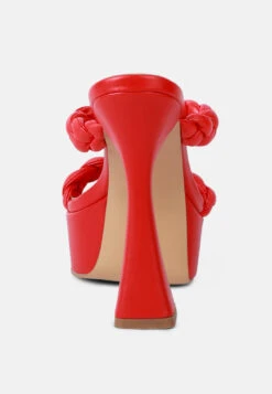 PIN-UP Red Braided High Heel Sandals -Velvettes Shoes Shop PIN UPRedBraidedHighHeelSandals RCSH3034 RED 6