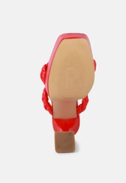 PIN-UP Red Braided High Heel Sandals -Velvettes Shoes Shop PIN UPRedBraidedHighHeelSandals RCSH3034 RED 7