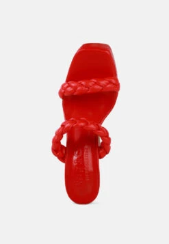 PIN-UP Red Braided High Heel Sandals -Velvettes Shoes Shop PIN UPRedBraidedHighHeelSandals RCSH3034 RED 8