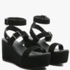 PORTIA Leather Wedge Sandal In Black -Velvettes Shoes Shop PORTIALeatherWedgeSandalinBlack RCSH2478 Black 2