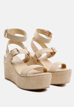 PORTIA Leather Wedge Sandal In Nude