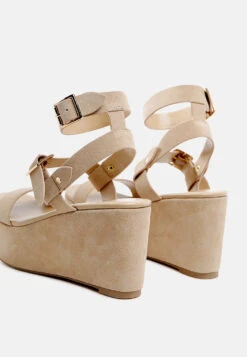PORTIA Leather Wedge Sandal In Nude -Velvettes Shoes Shop PORTIALeatherWedgeSandalinNude RCSH2478 Nude 4