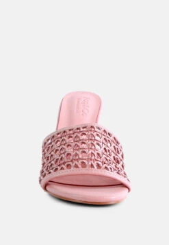 TEASE Pink Woven Stiletto Slides -Velvettes Shoes Shop RCSH2909 PINK 3