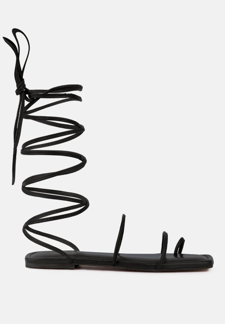 AMATHA Black Essential Toe Ring Summer Leather Flats 4 AMATHA Black Essential Toe Ring Summer Leather Flats - Image 2