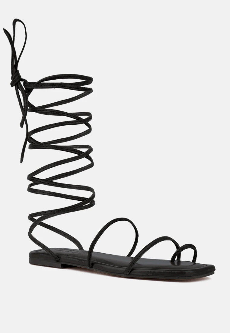 AMATHA Black Essential Toe Ring Summer Leather Flats 3 AMATHA Black Essential Toe Ring Summer Leather Flats