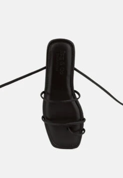 AMATHA Black Essential Toe Ring Summer Leather Flats 14 AMATHA Black Essential Toe Ring Summer Leather Flats -Velvettes Shoes Shop RCSH3119 BLACK 7