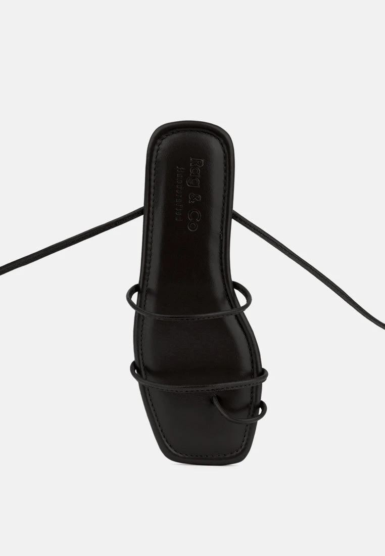 AMATHA Black Essential Toe Ring Summer Leather Flats 8 AMATHA Black Essential Toe Ring Summer Leather Flats - Image 6