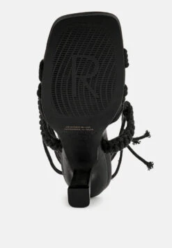 BEROE Black Braided Handcrafted Lace Up Sandal -Velvettes Shoes Shop RCSH3120 BLACK 8