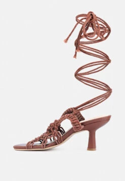 BEROE Mocca Braided Handcrafted Lace Up Sandal -Velvettes Shoes Shop RCSH3120 MOCCA 4